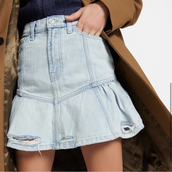7 For All Mankind x Cara Delevingne Peplum Denim Mini Skirt - Picture 3 of 6